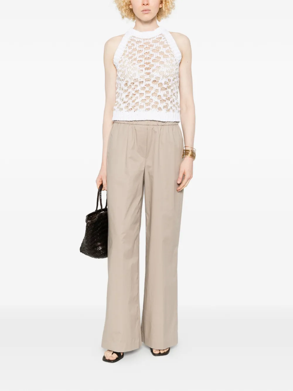  Peserico Crocheted-construction Halterneck Top - White 