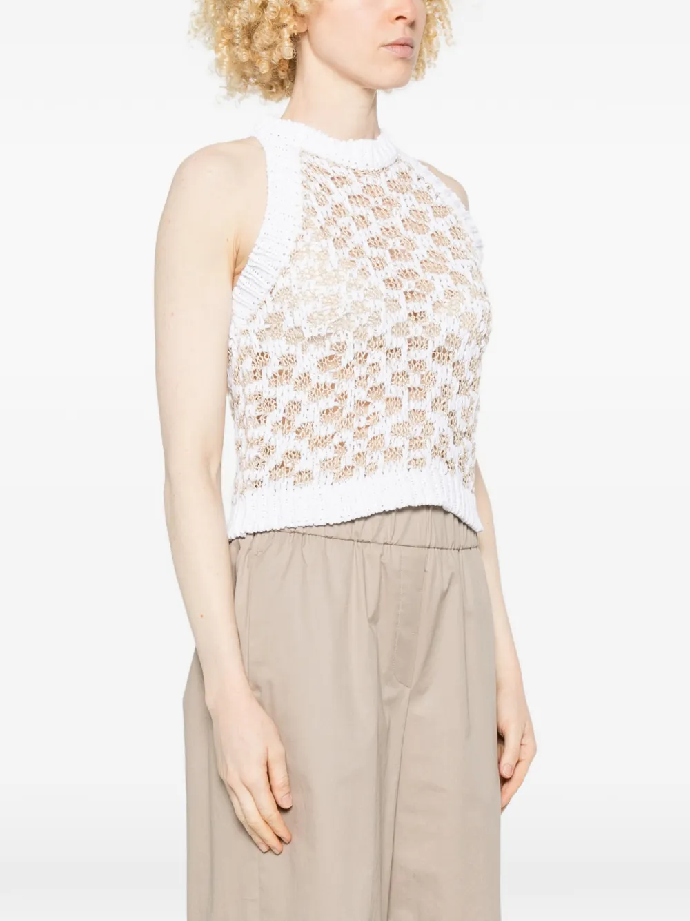  Peserico Crocheted-construction Halterneck Top - White 