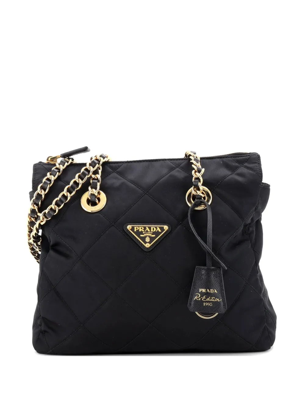 Prada Pre-Owned Borsa tote Re-Edition Re-Nylon 1995 piccola trapuntata con catena - Nero