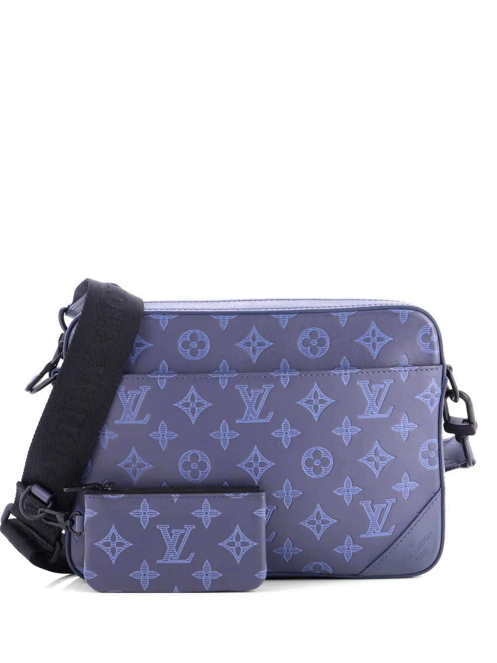 Louis Vuitton Pre-Owned Borsa a tracolla Duo Messenger in pelle Monogram Shadow - Blu