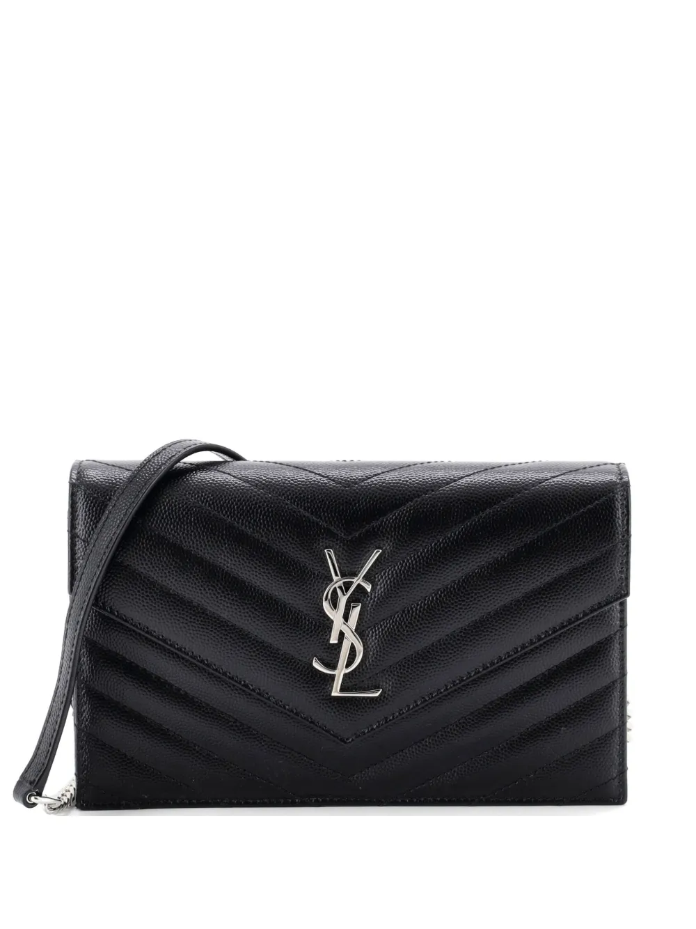 Saint Laurent Pre-Owned Borsa a tracolla Classic Monogram piccola in pelle matelassé con motivo chevron - Nero