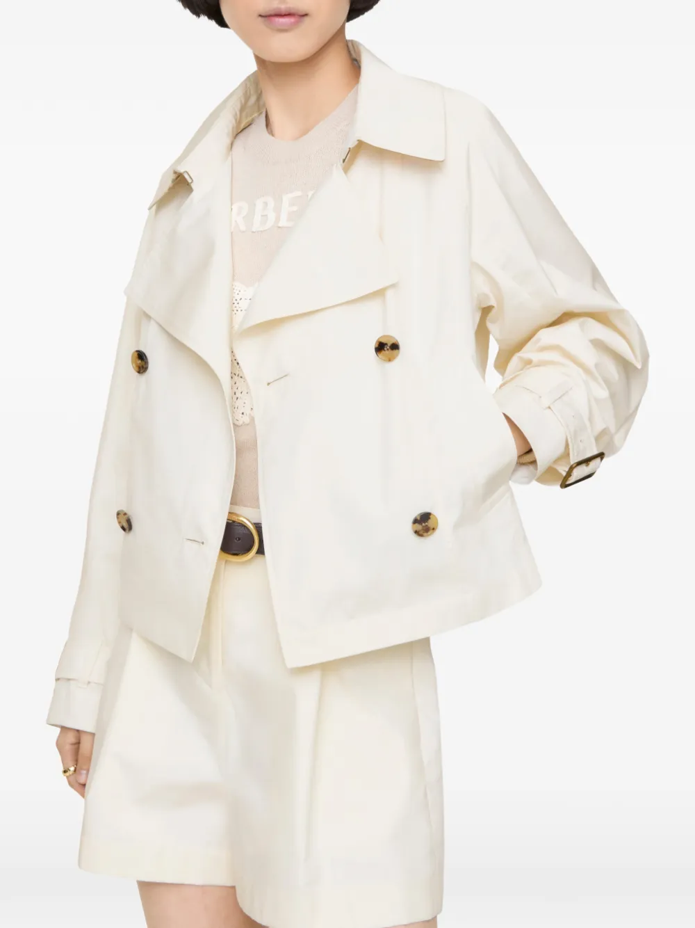  Burberry Cropped Lightweight Ladybrook Trench Jacket​ - Neutrals 
