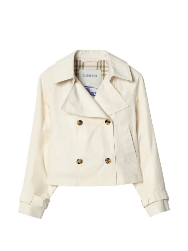 Burberry Cropped Lightweight Ladybrook Trench Jacket​ in Neutrals