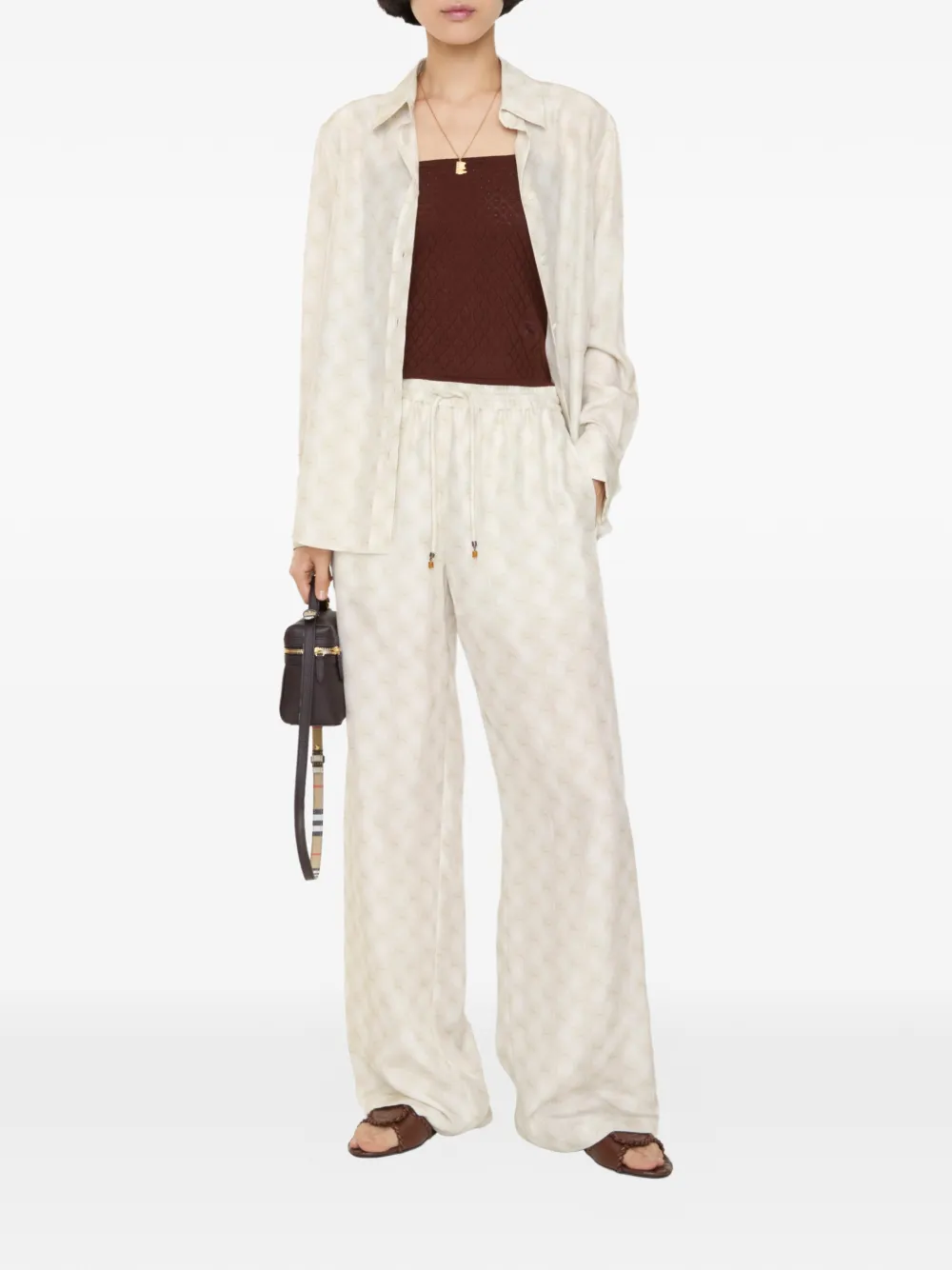Burberry Knight geruite zijden pyjama Beige