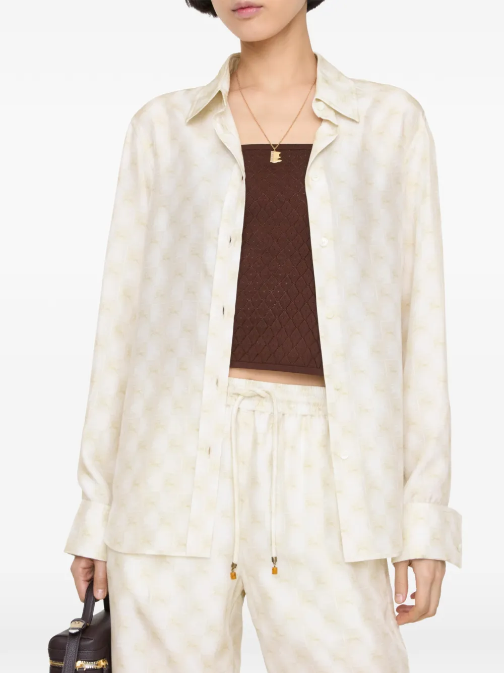 Burberry Knight geruite zijden blouse Beige