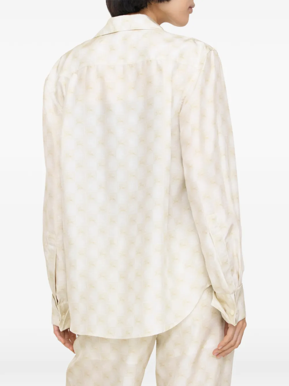 Burberry Knight geruite zijden blouse Beige