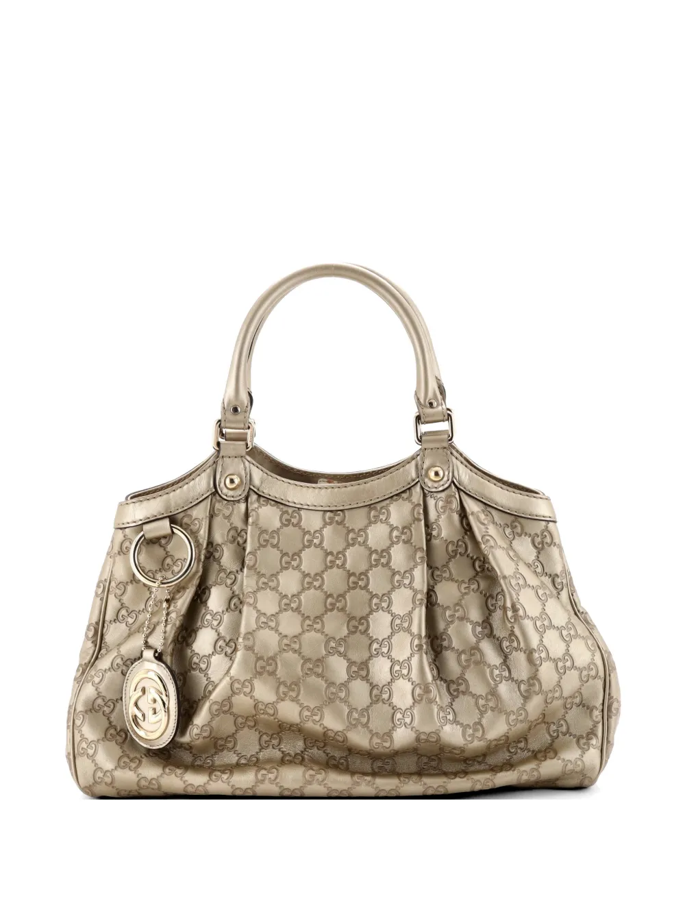 Gucci Pre-Owned Borsa tote Sukey media in tela GG e pelle - Toni neutri
