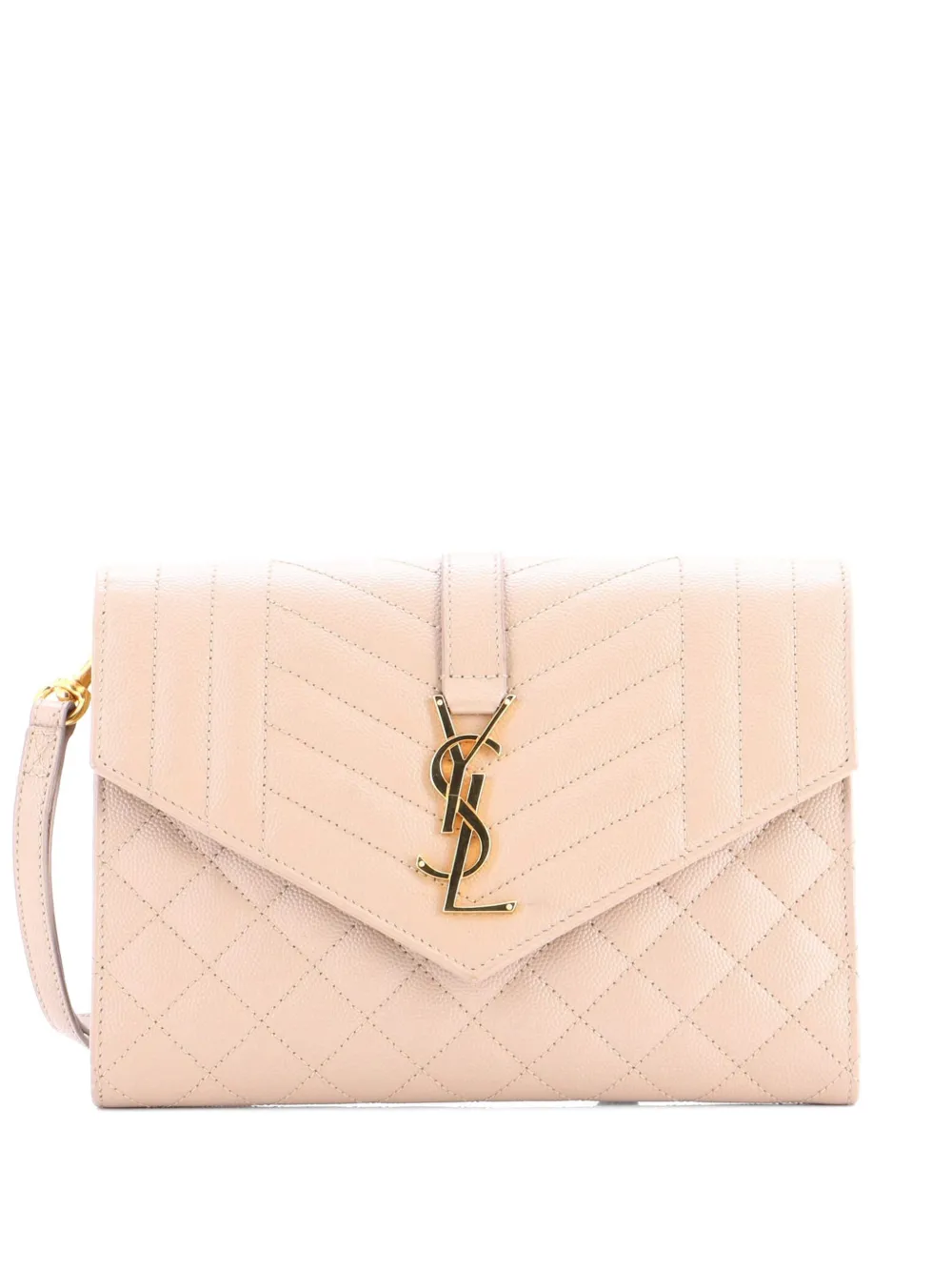 Saint Laurent Pre-Owned Classic Monogram Envelope Wristlet Mixed Matelasse Leather clutch bag - Toni neutri