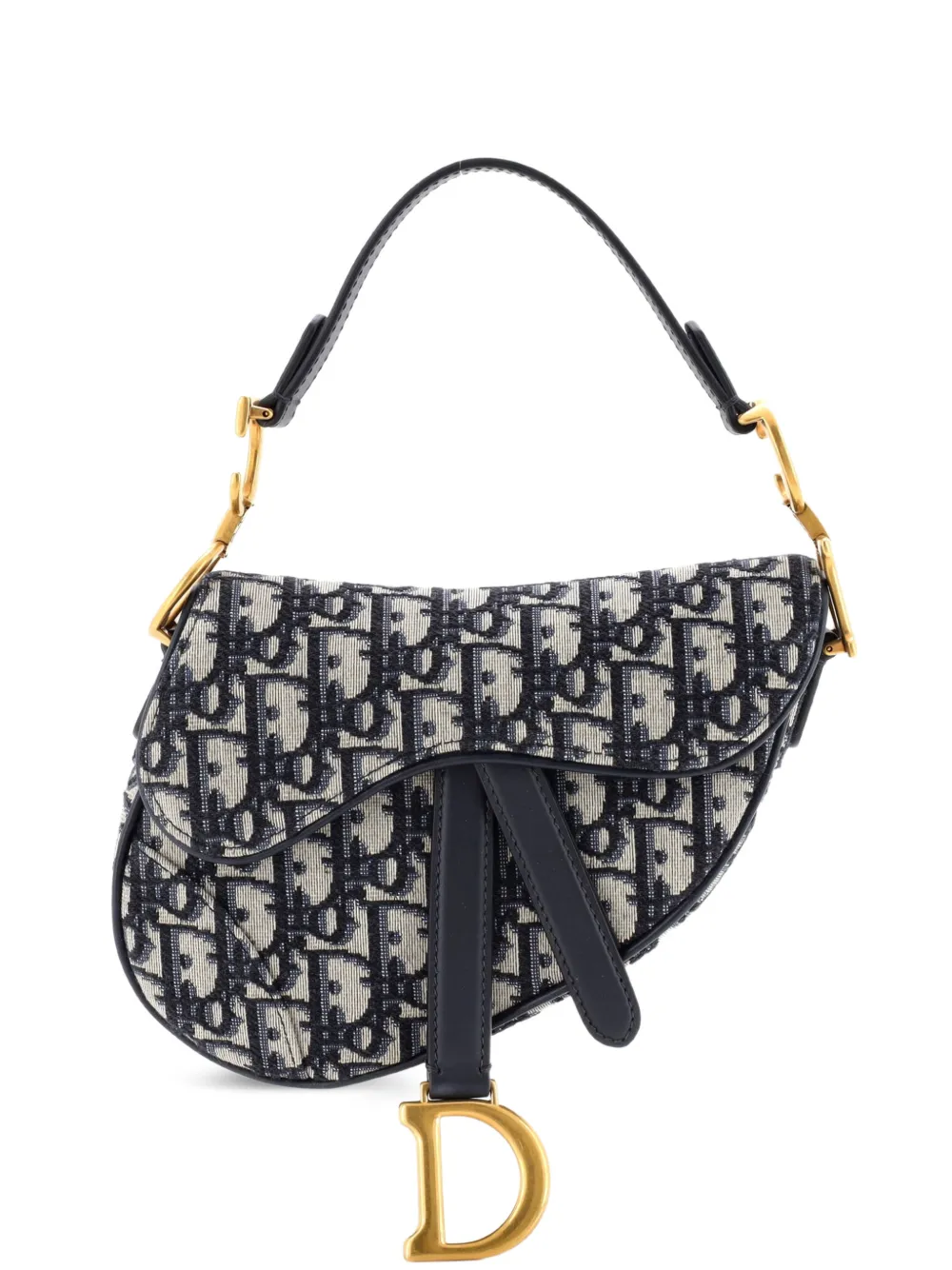 Christian Dior Pre-Owned Borsa a spalla Saddle mini in tela con motivo Oblique - Blu