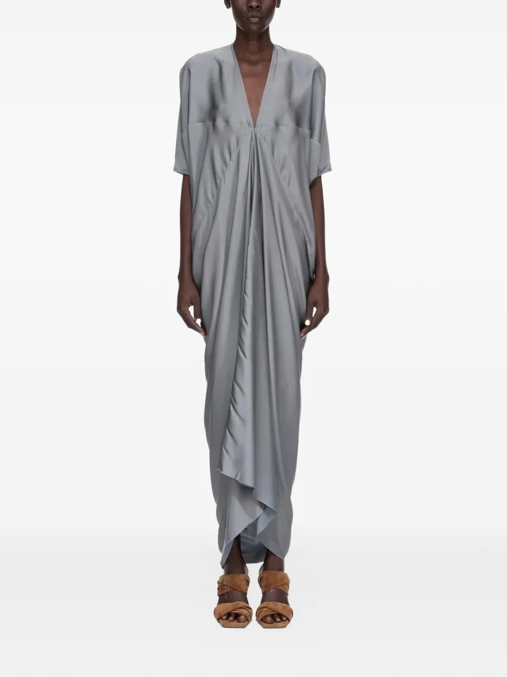 Rick Owens V-neck draped maxi dress - Grigio