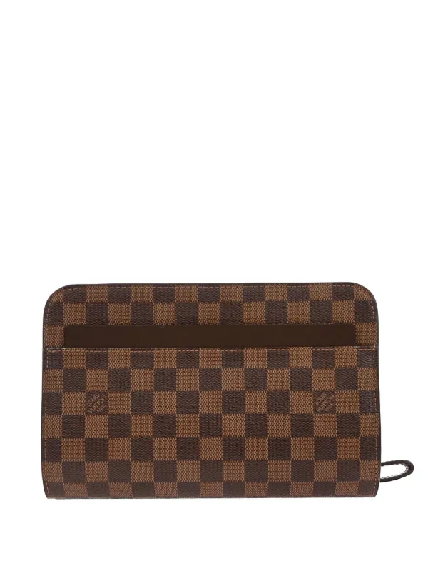 Louis Vuitton Pre-owned 2011 Saint Louis Checked Clutch Bag in Brown