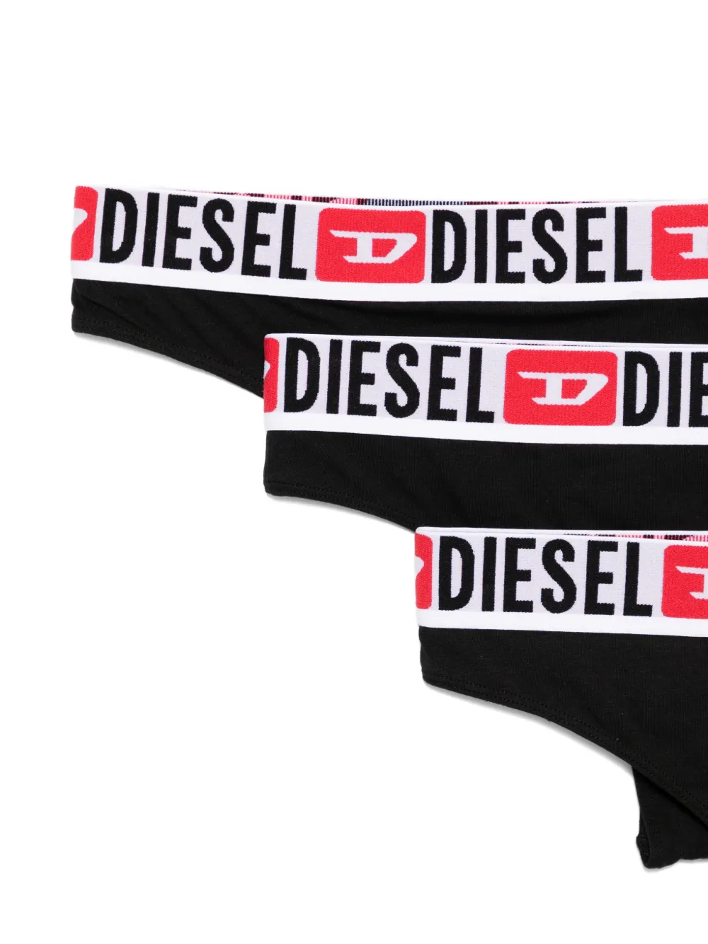  Diesel Ufst-stars Logo-print Briefs (set Of Three) - Black 