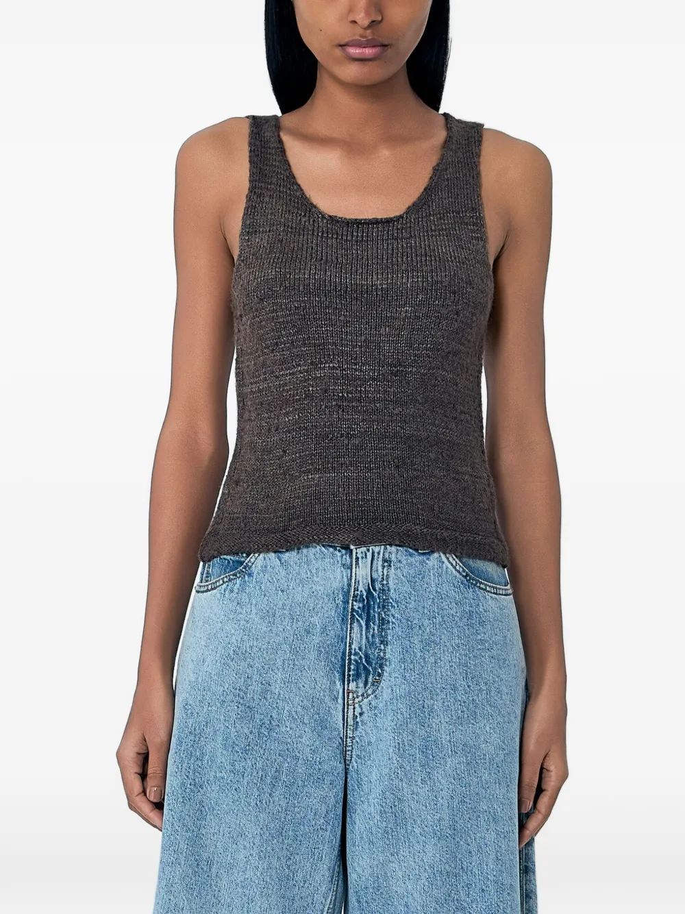 OUR LEGACY ribbed-knit scoop-neck tank top - Marrone