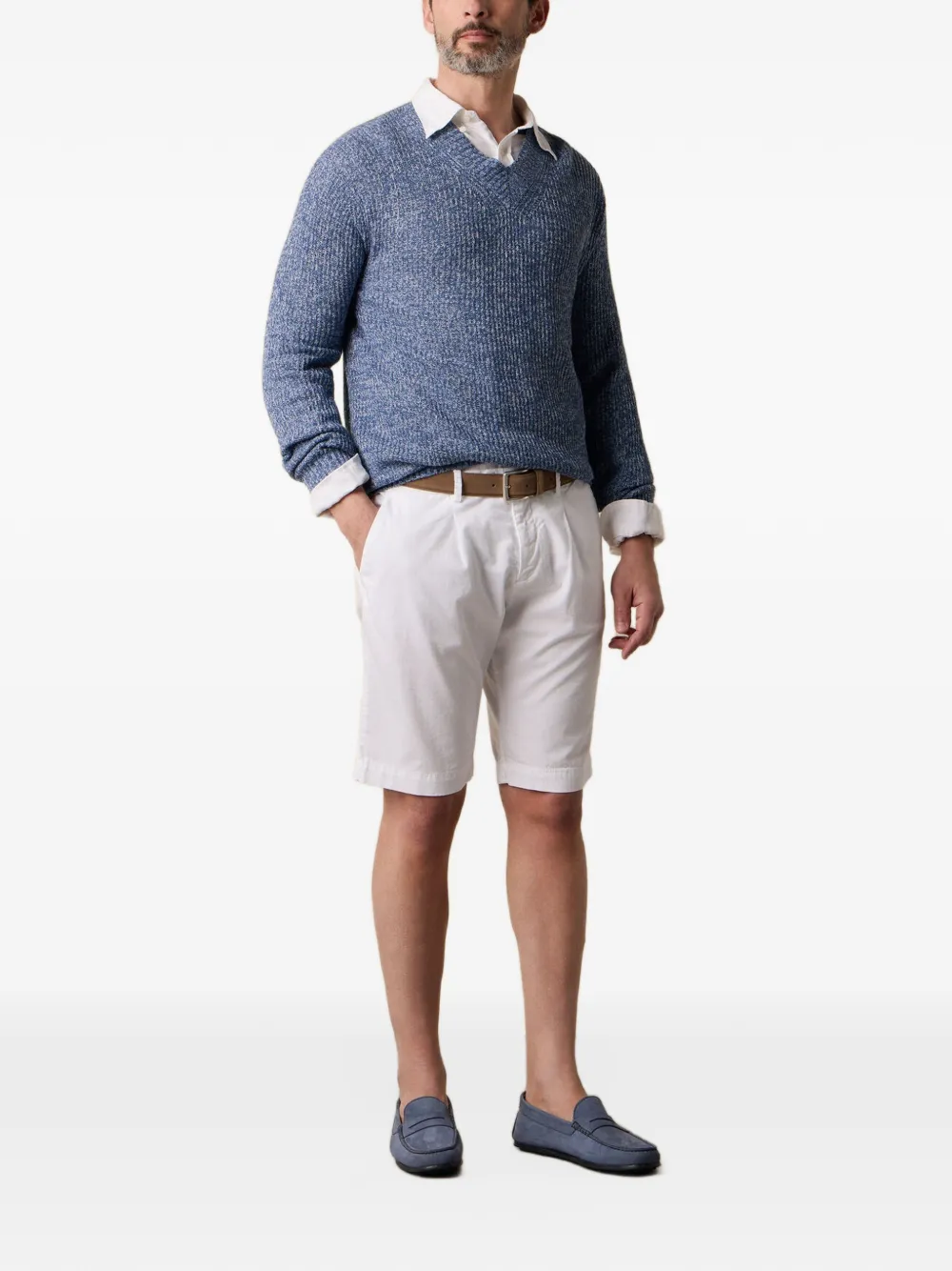 Brooks Brothers Gebreide trui met V-hals Blauw