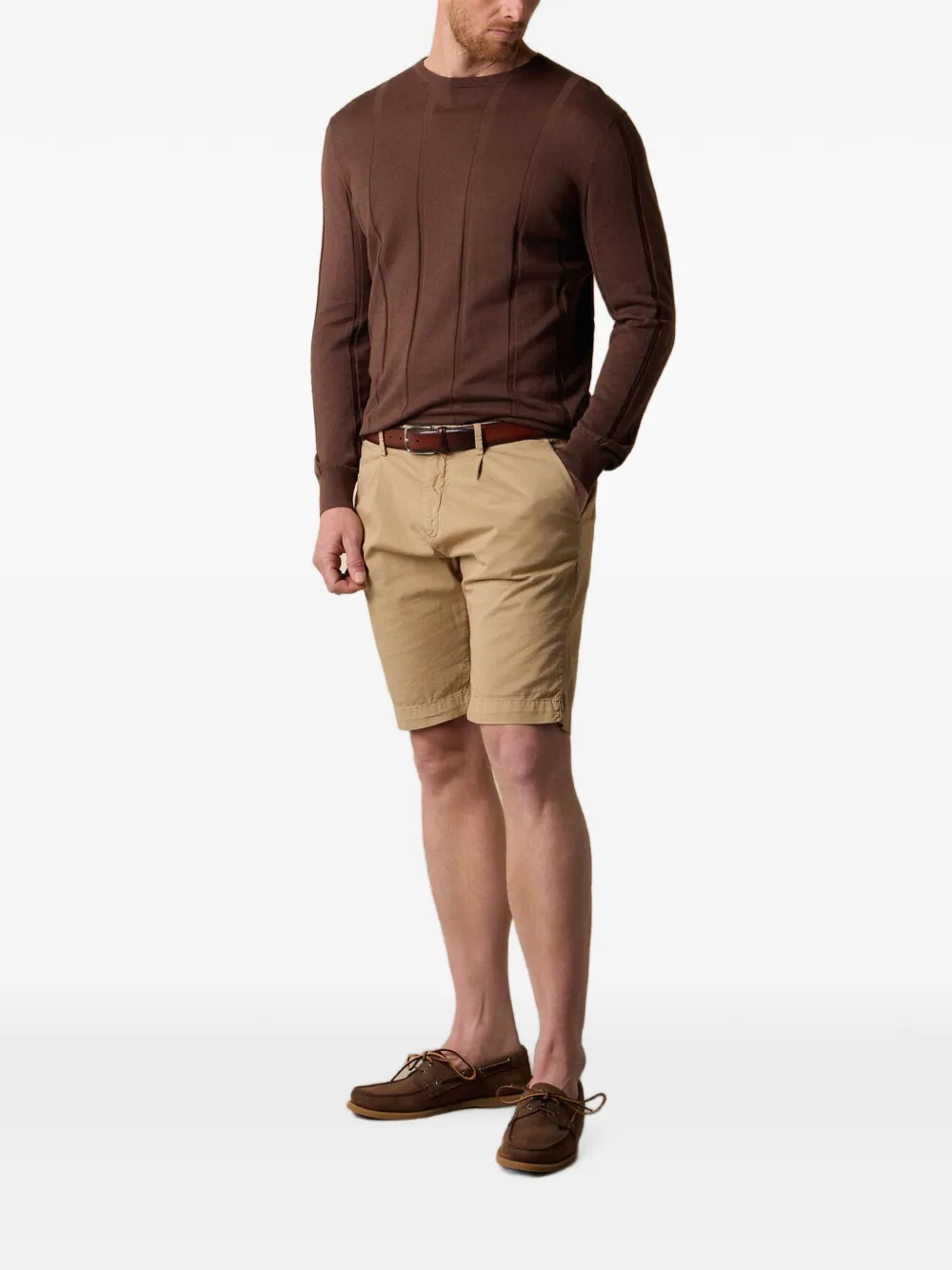 Brooks Brothers Geribbelde sweater met ronde hals Bruin