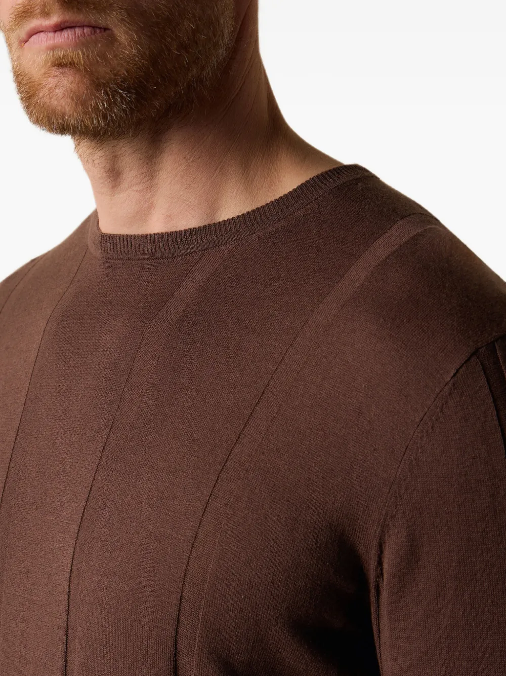 Brooks Brothers Geribbelde sweater met ronde hals Bruin