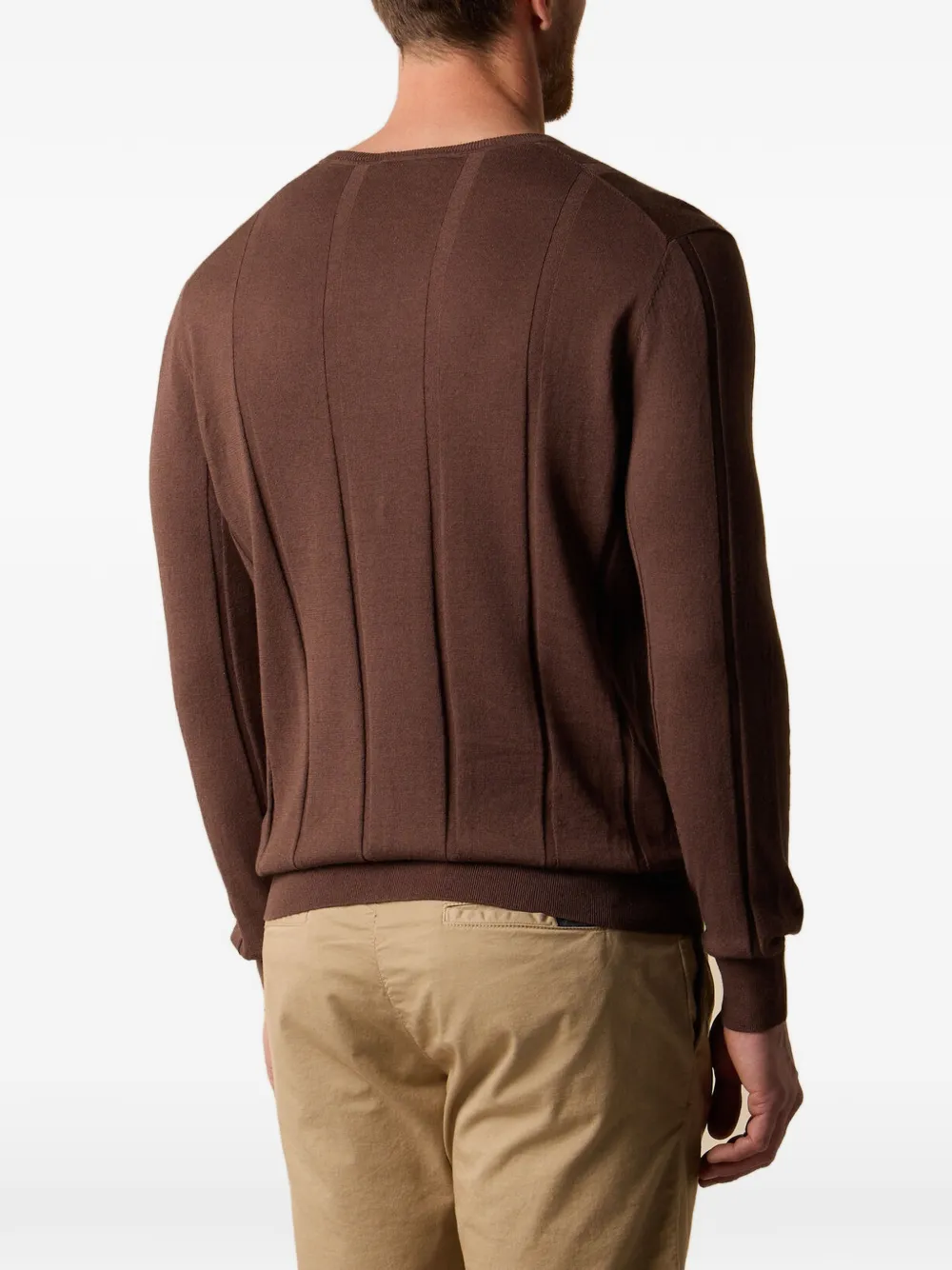 Brooks Brothers Geribbelde sweater met ronde hals Bruin