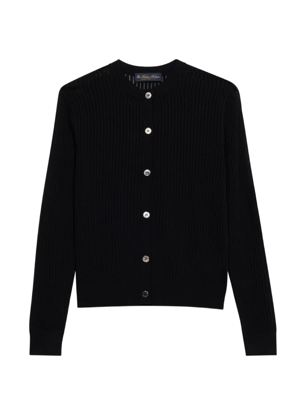 Brooks Brothers pointelle crew-neck cardigan - Schwarz