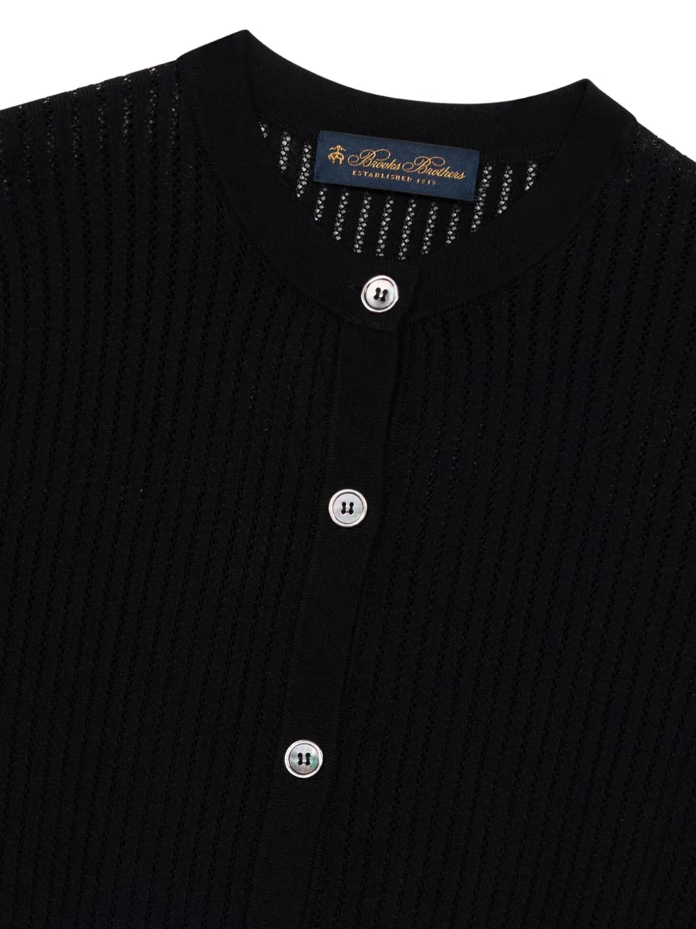 Brooks Brothers Pointelle vest met ronde hals Zwart