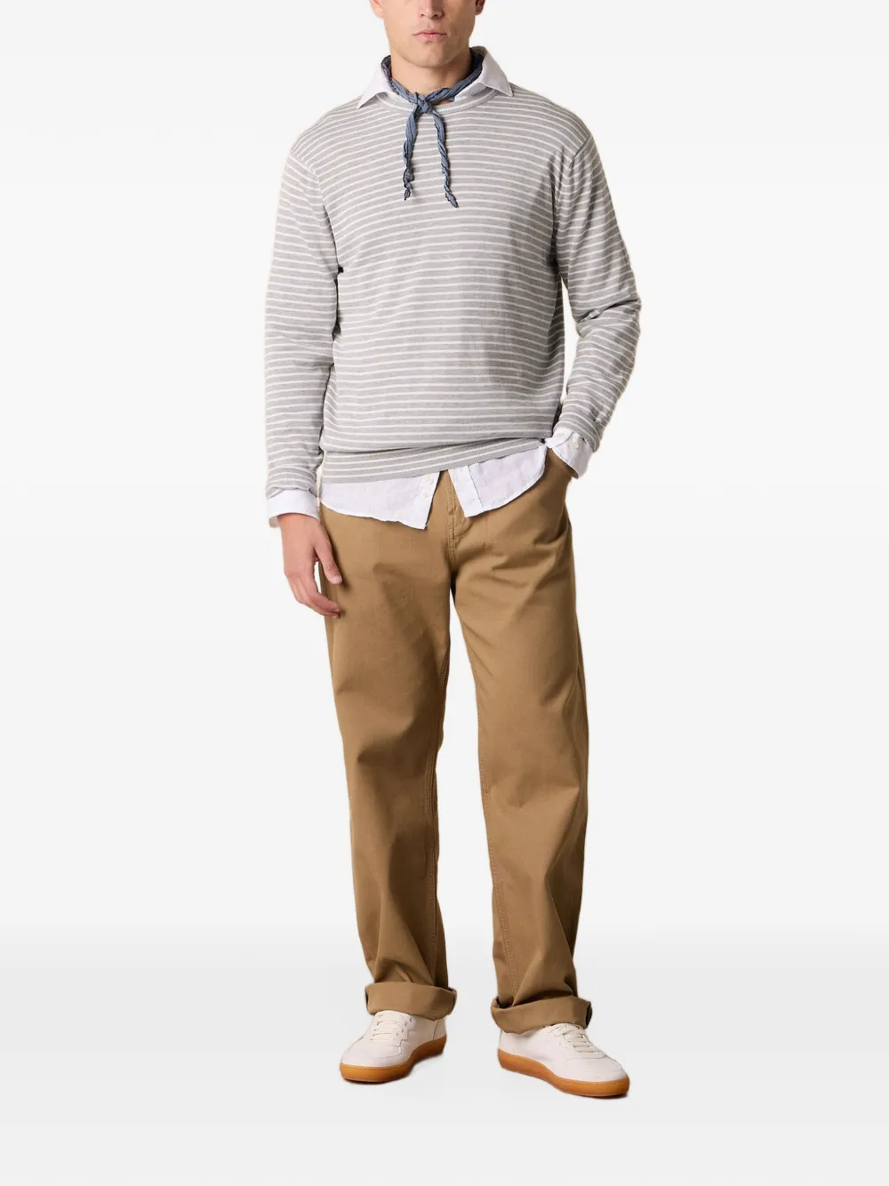 Brooks Brothers Gestreepte trui met ronde hals Grijs