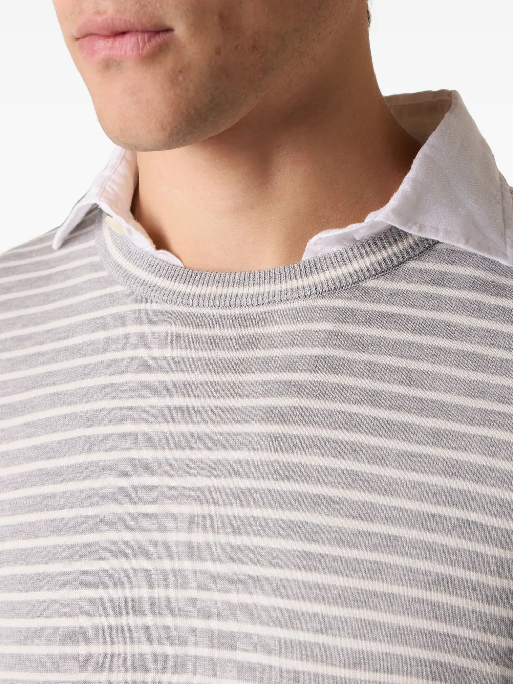 Brooks Brothers Gestreepte trui met ronde hals Grijs
