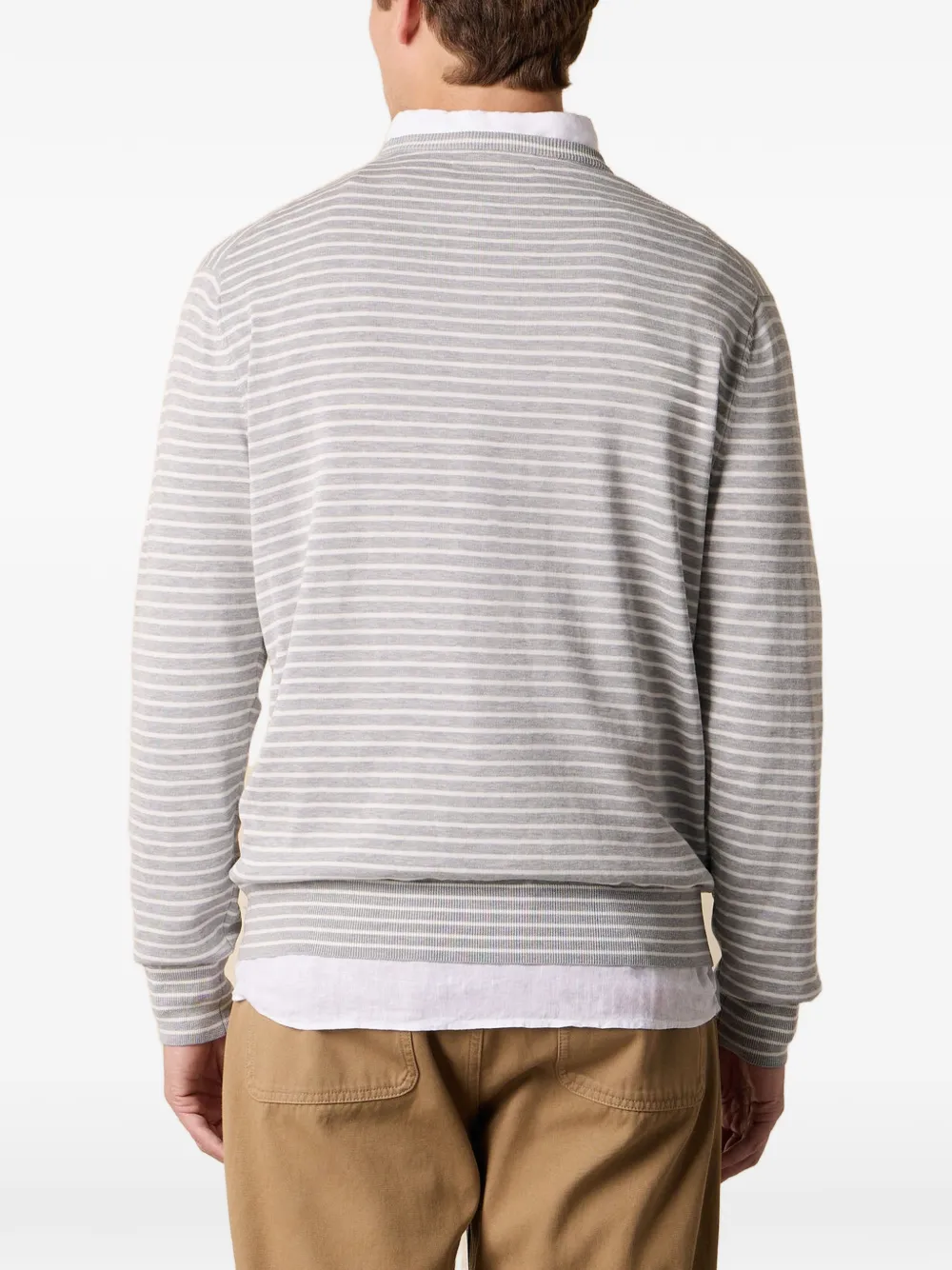 Brooks Brothers Gestreepte trui met ronde hals Grijs
