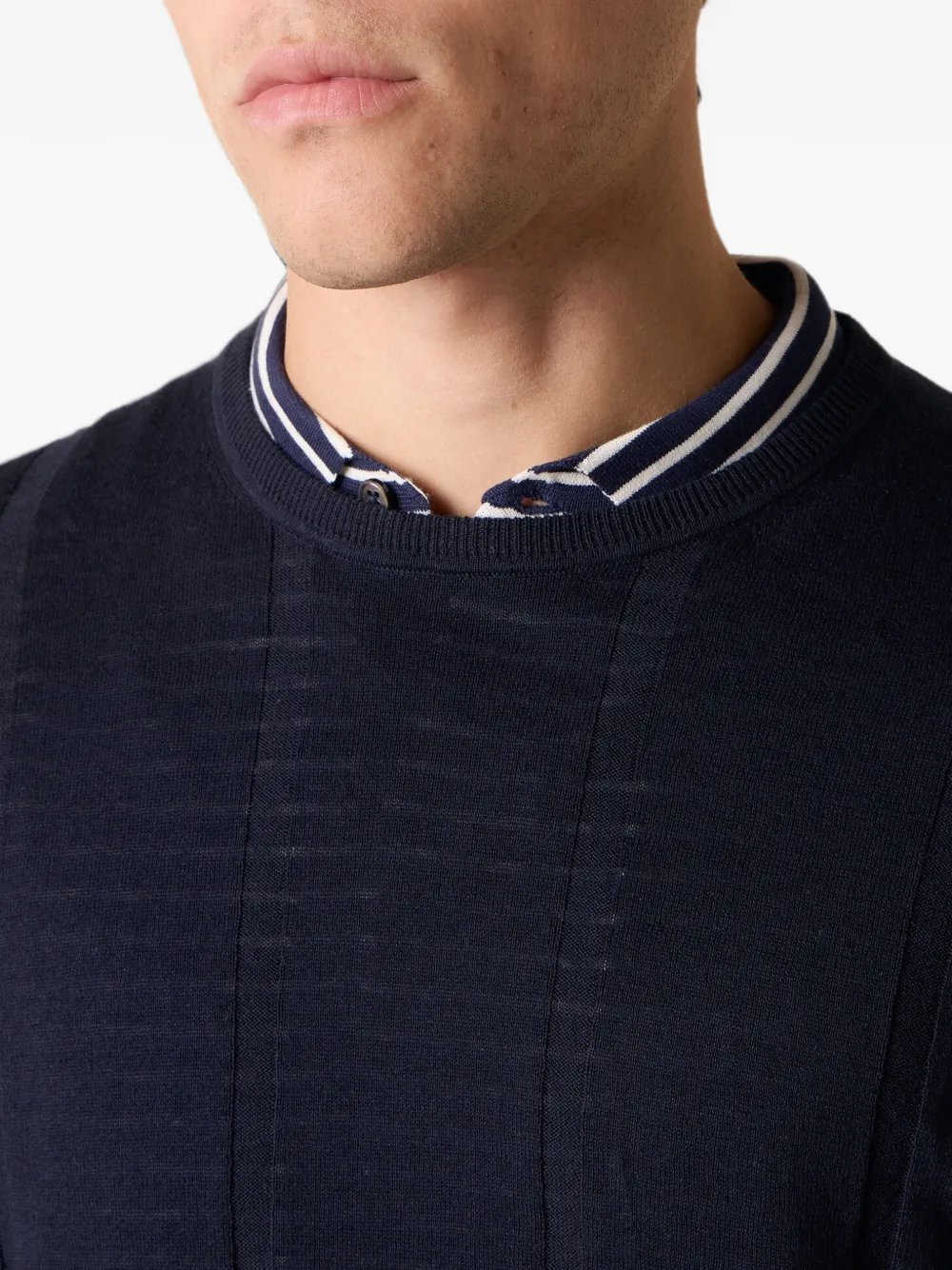 Brooks Brothers Geribbelde sweater met ronde hals Blauw