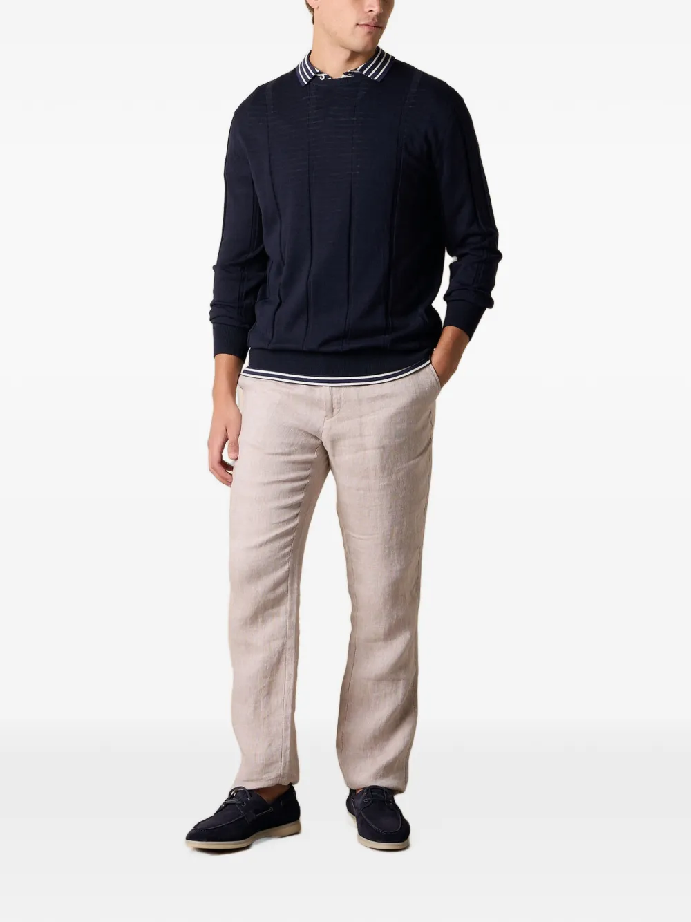 Brooks Brothers Geribbelde sweater met ronde hals Blauw