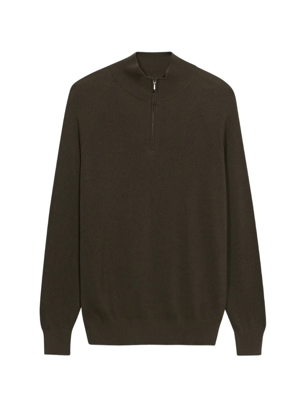 Brooks Brothers Maglione a coste con mezza zip - Verde