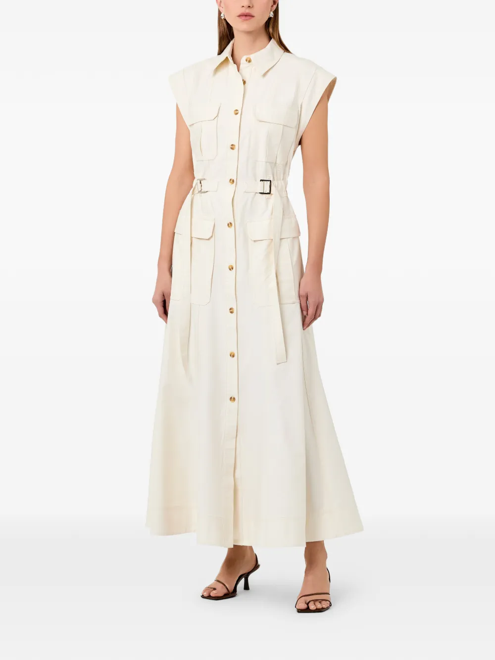 Nicholas Midi-blousejurk met gespdetail Beige