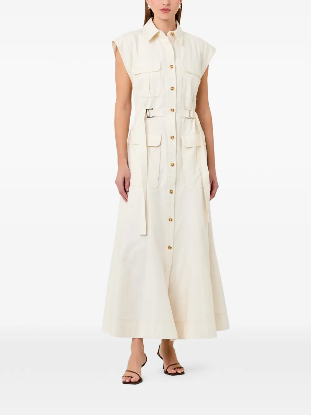 Nicholas Midi-blousejurk met gespdetail Beige