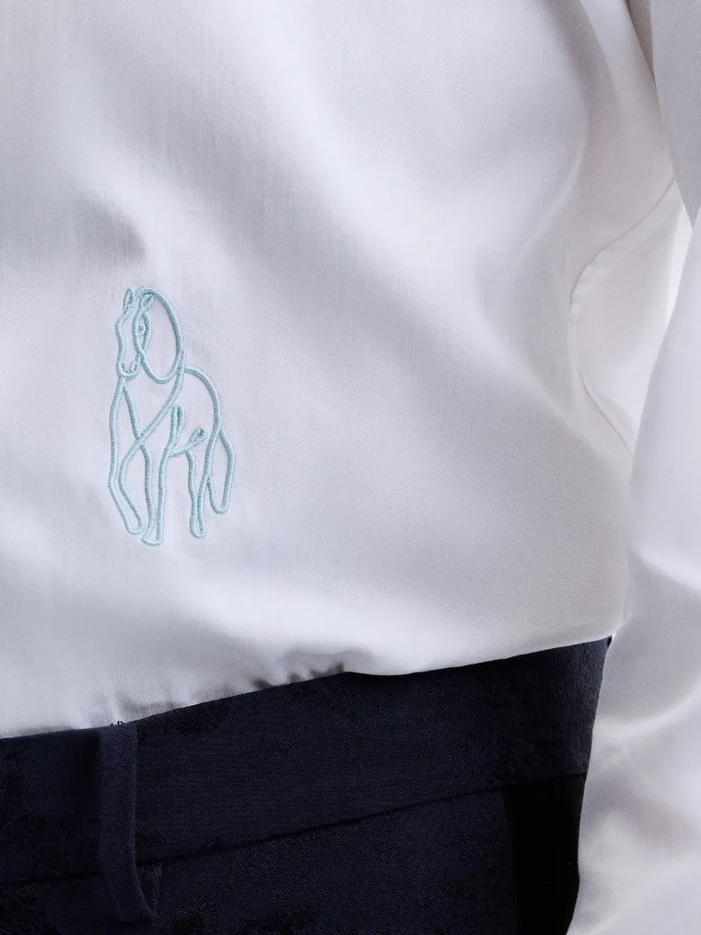 Shanghai Tang Shirt met geborduurd paard Wit