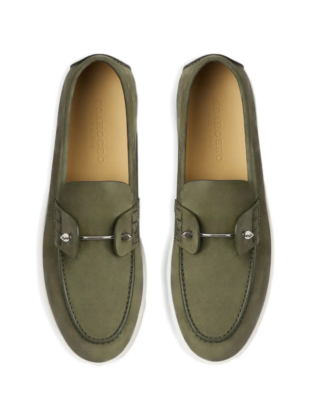 Scarosso Cole loafers met piercing detail Groen