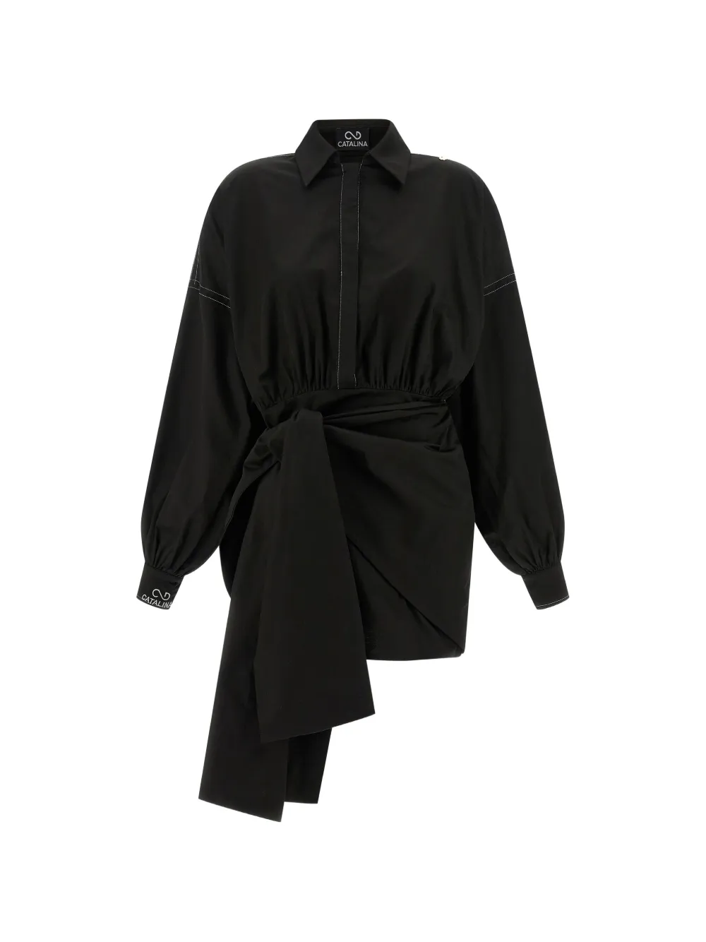 Catalina D'anglade contrast-stitching bow dress - Nero