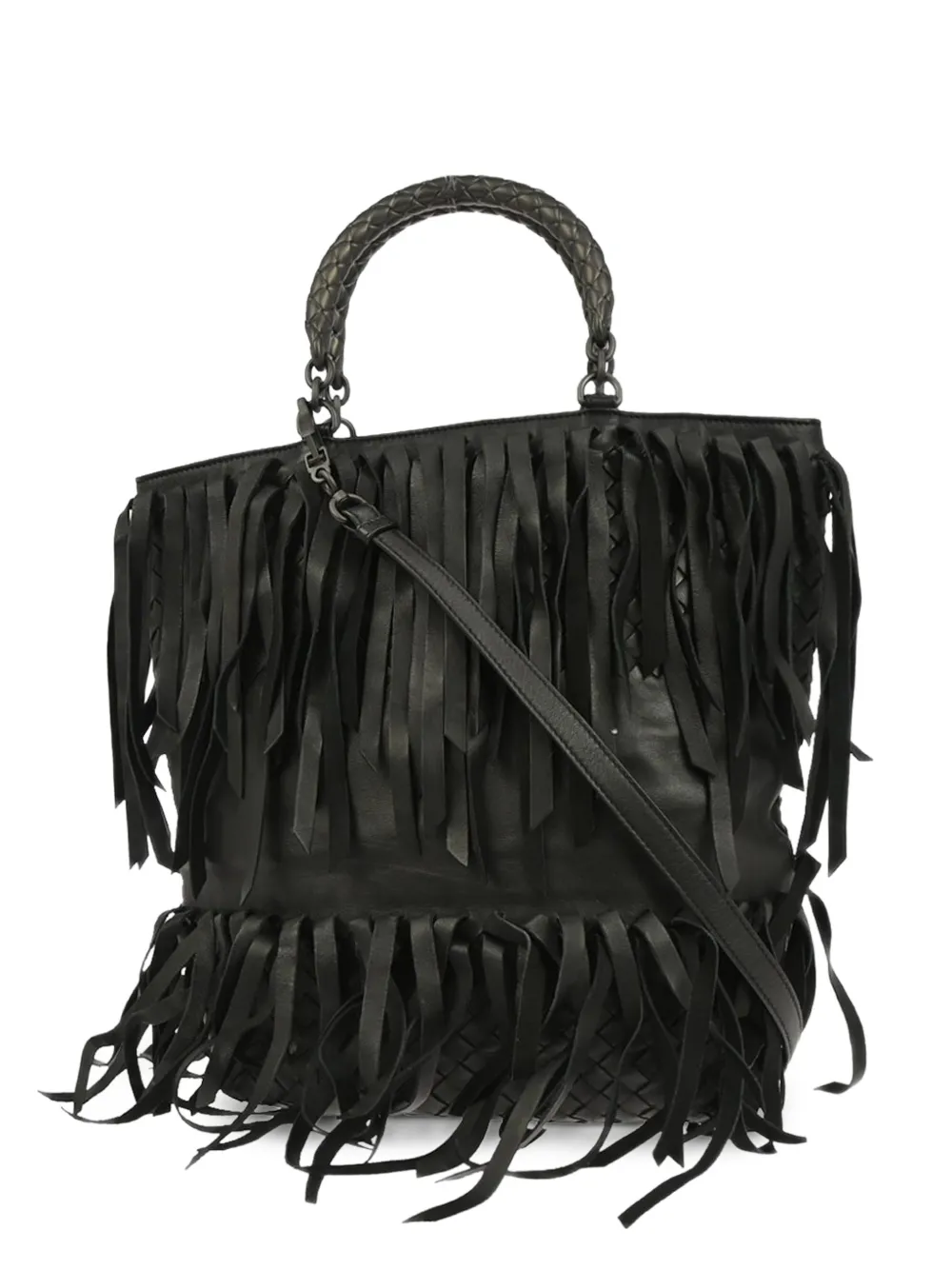 Bottega Veneta Pre-Owned 2010s Intrecciato fringe tote bag - Black