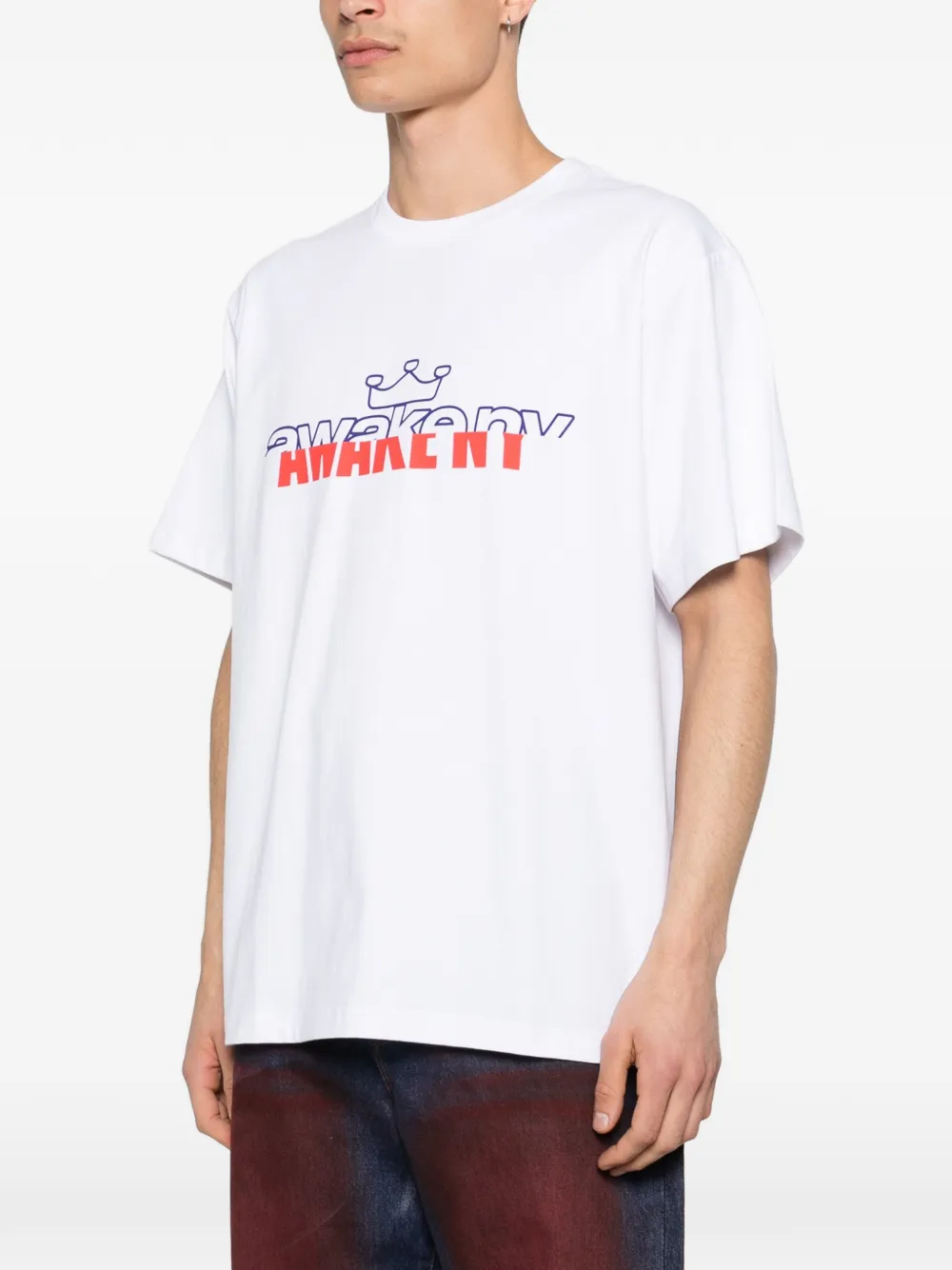 Awake NY Headcrack Champs T-shirt met logo Wit