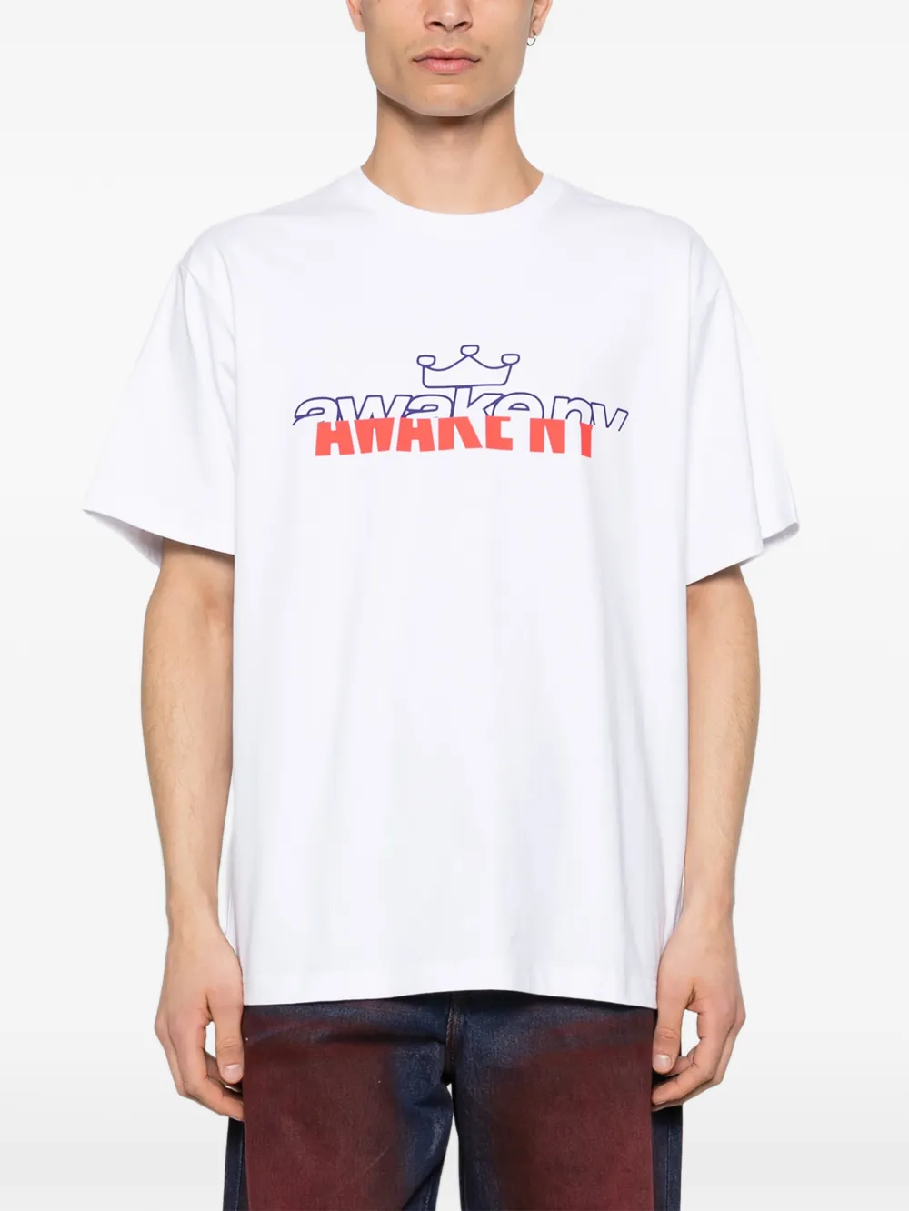 Awake NY Headcrack Champs T-shirt met logo Wit