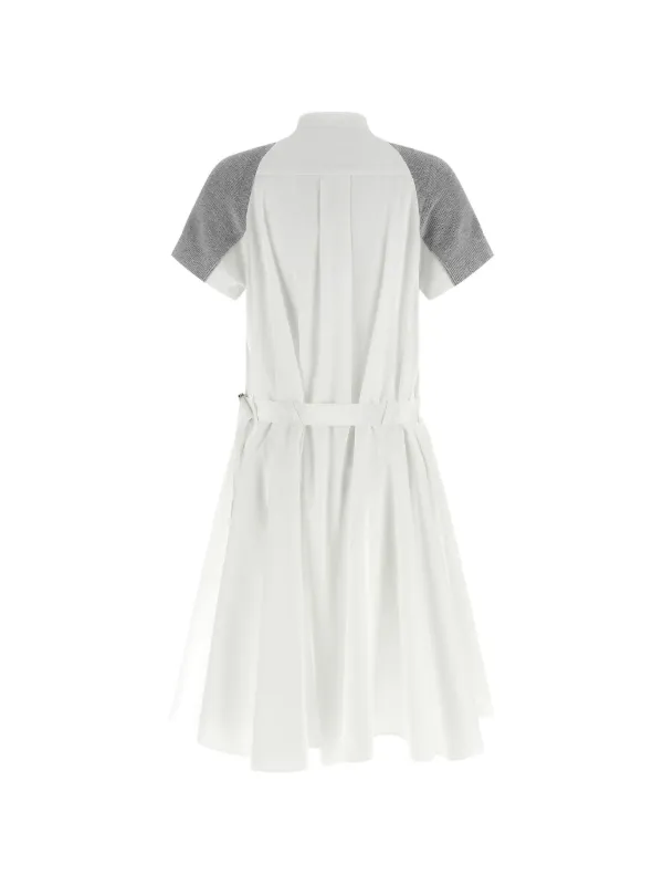 Sacai Hybrid Cotton Midi Dress | White | FARFETCH BE