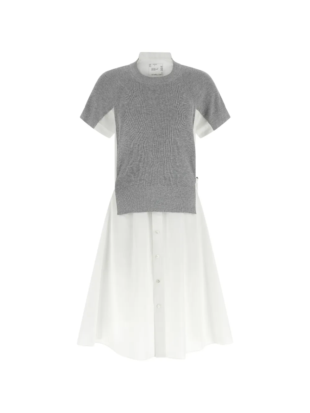 sacai Hybrid cotton midi dress - Bianco