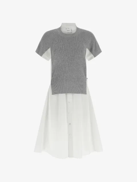 sacai Hybrid cotton midi dress
