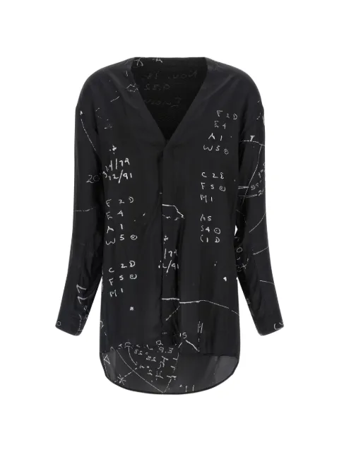 Rick Owens patterned V-neck shirt