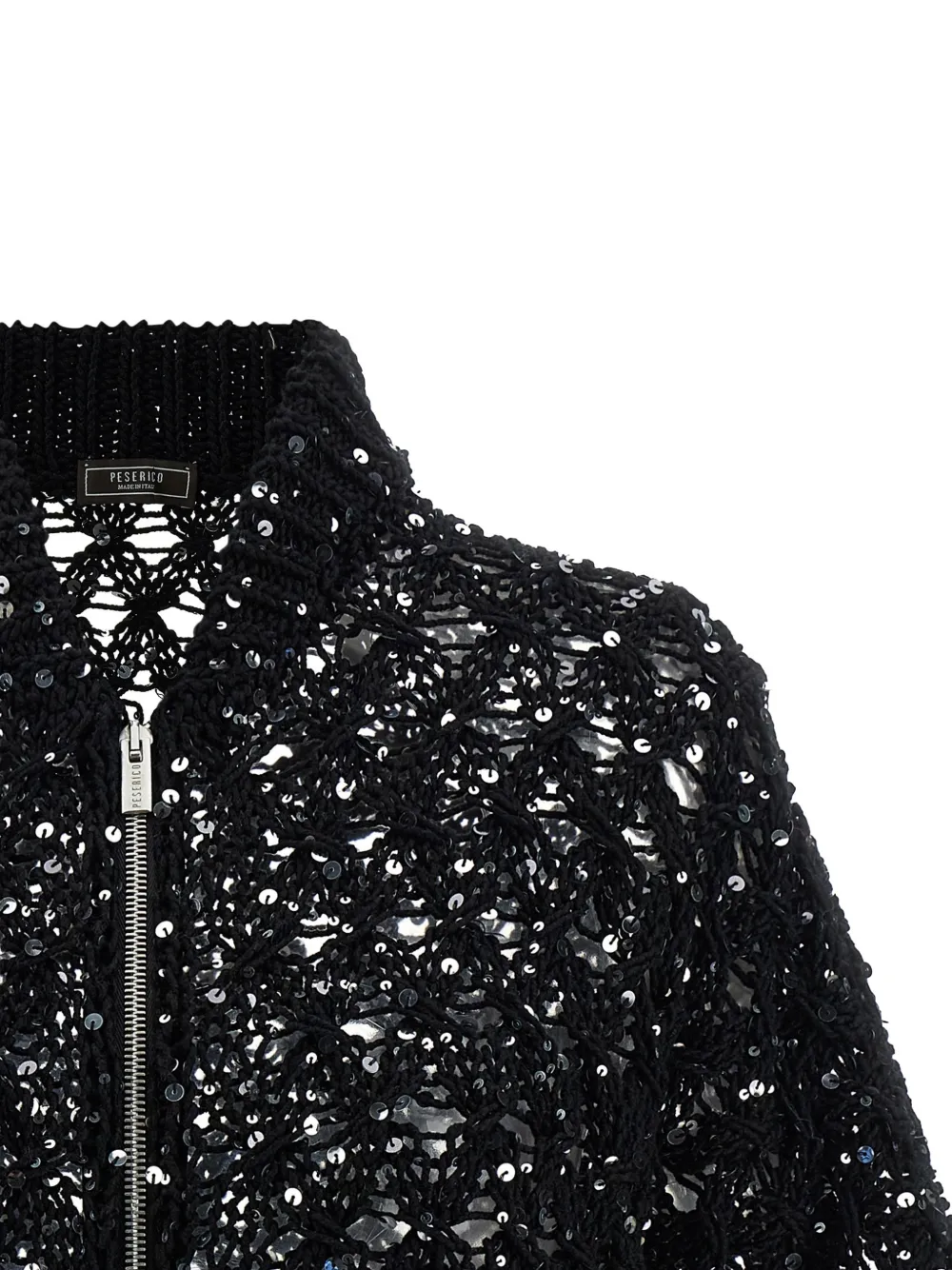  Peserico Sequin Mesh Cardigan - Black 