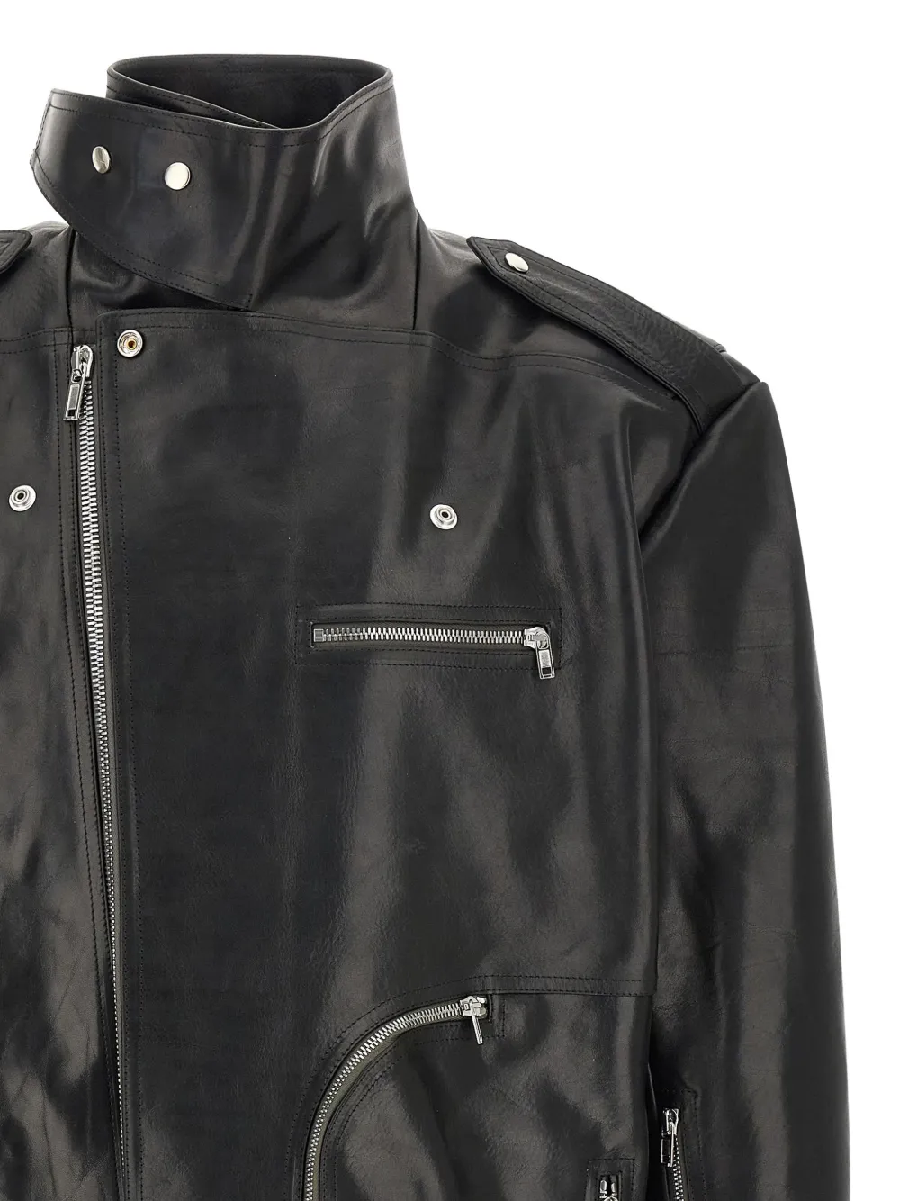 Rick Owens Biker Leather Jacket | Black | FARFETCH AO