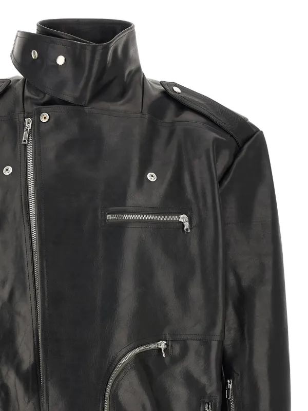 ジャケット・アウター RICK OWENS LEATHER BIKER JACKET Rick Owens Biker Leather Jacket | Black | FARFETCH JO