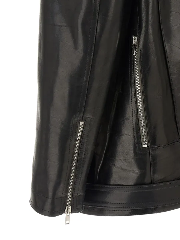 Rick Owens Biker Leather Jacket | Black | FARFETCH JO