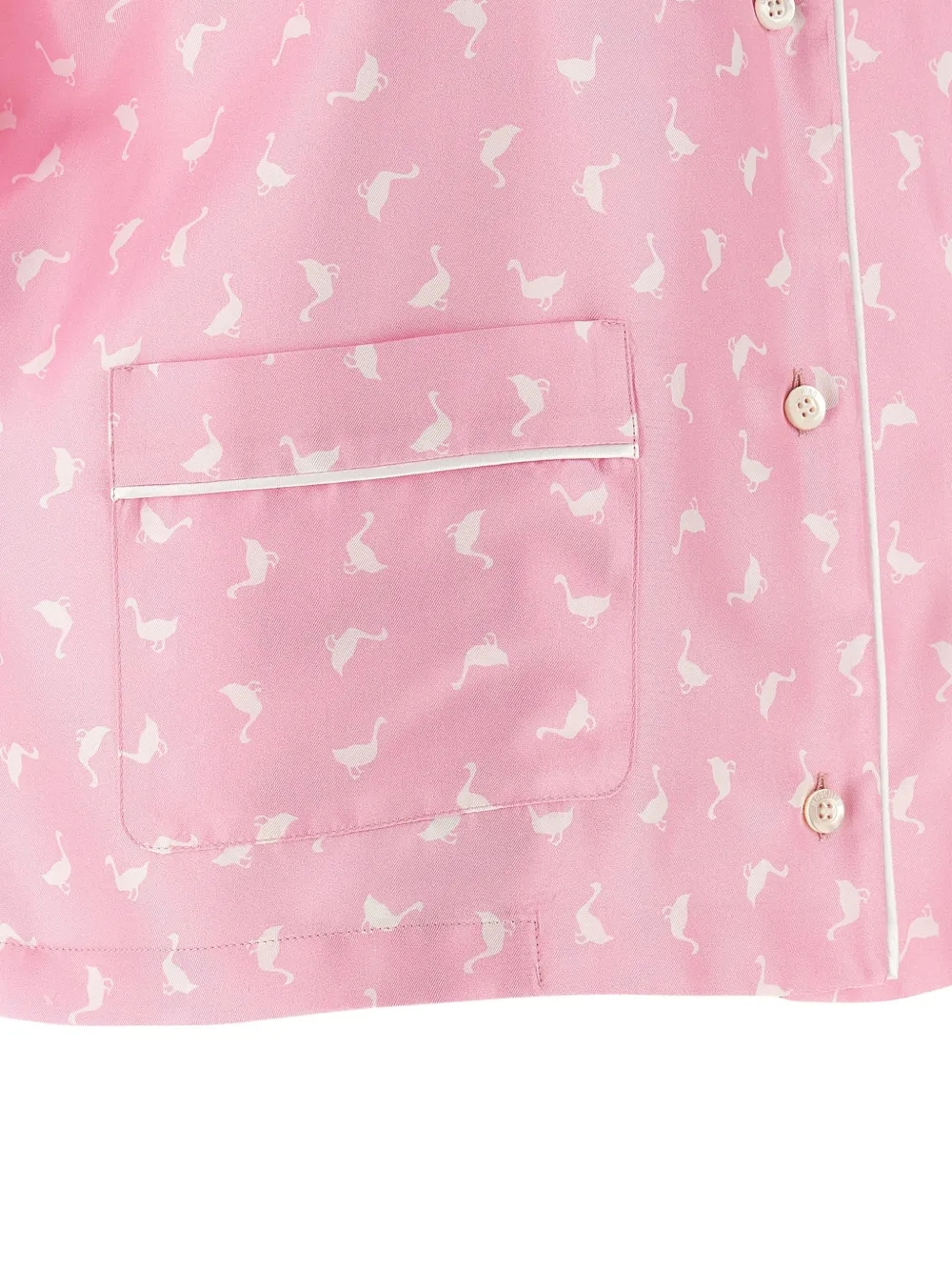 Moschino Zijden blouse met ganzenprint Roze