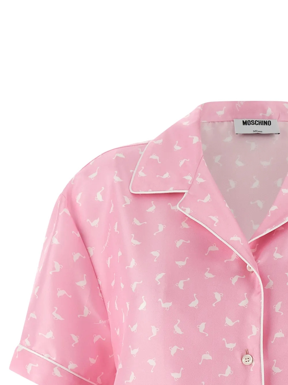 Moschino Zijden blouse met ganzenprint Roze