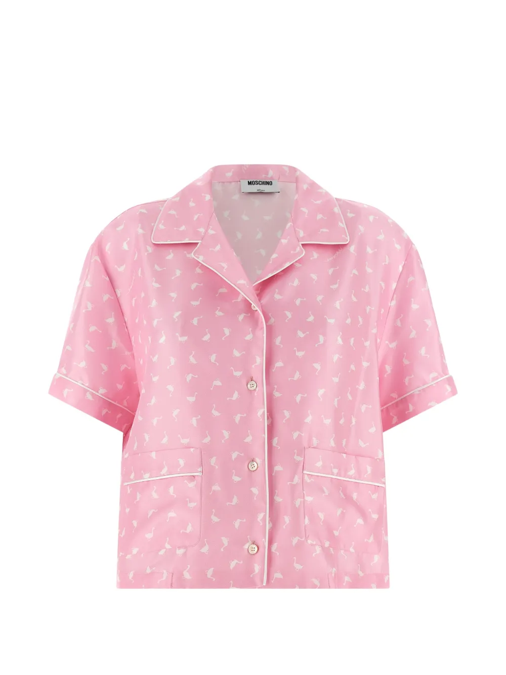 Moschino goose-print silk shirt - Rosa
