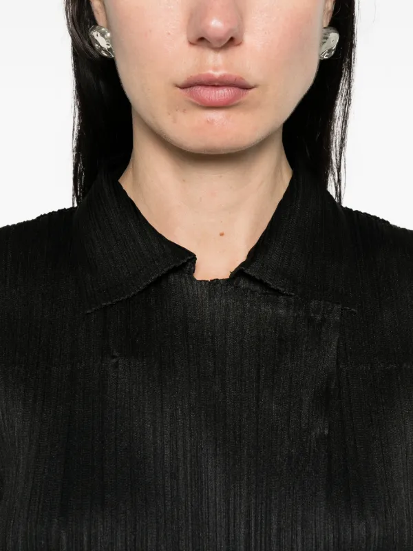 Pleats Please Issey Miyake Pleated Collar Jacket | Black | FARFETCH
