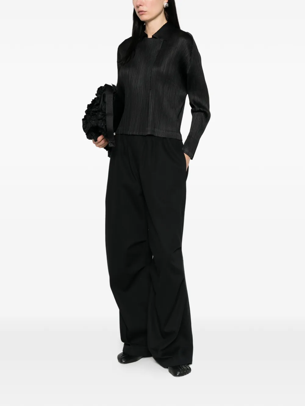  Pleats Please Issey Miyake Pleated Collar Jacket - Black 